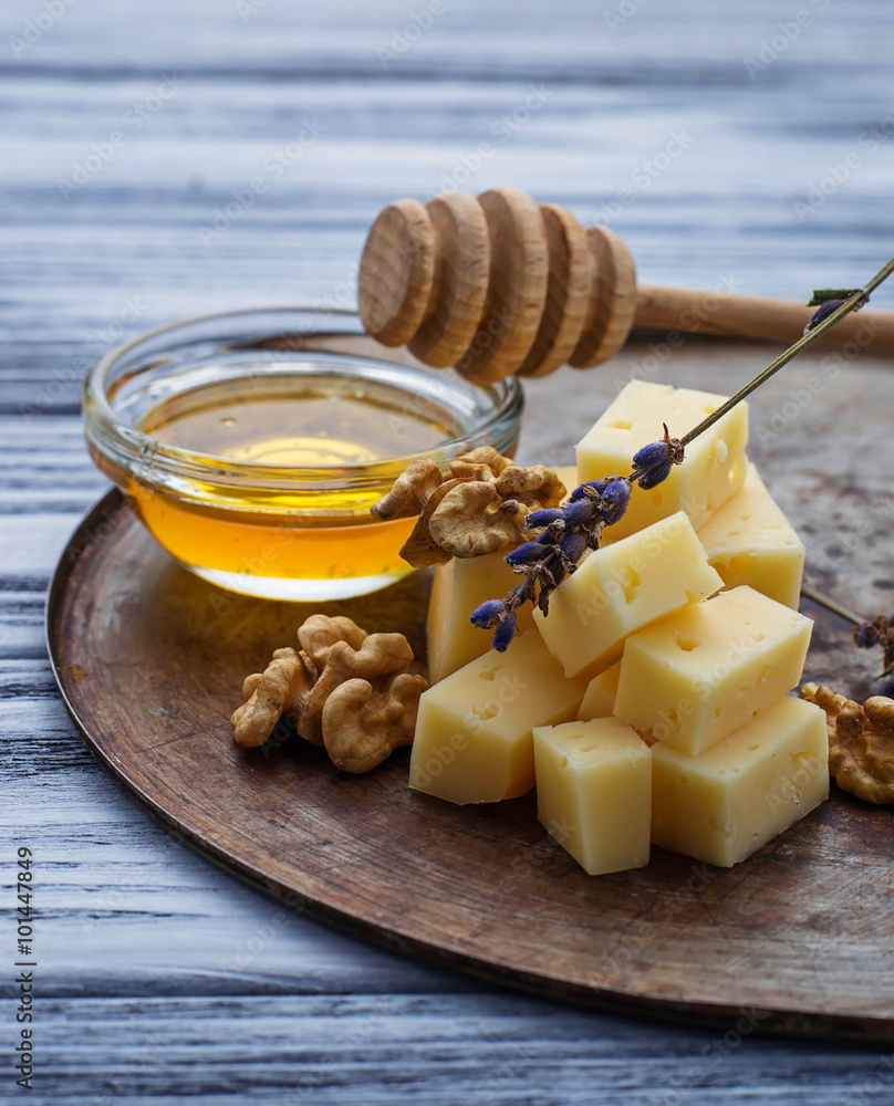 Cheese, nuts and honey