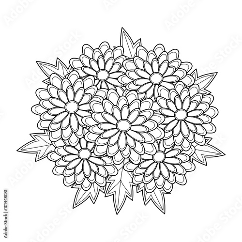 Fototapeta Naklejka Na Ścianę i Meble -  Doodle art flowers Chrysanthemum. Zentangle floral pattern.