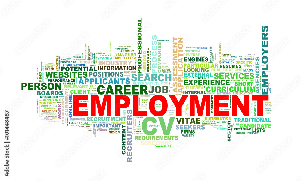 Employment wordcloud word tags