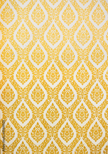Canvas Print Drawings of flowers on the wall in Wat Tammaratana, Thailand.