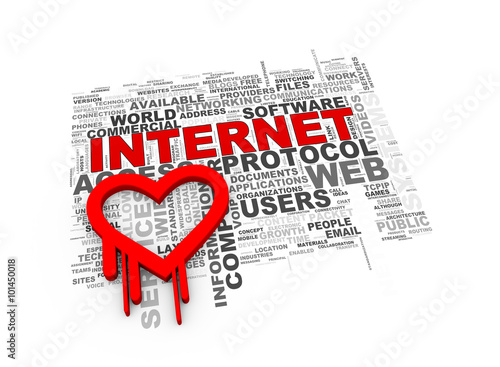 3d heartbleed icon on internet wordcloud photo