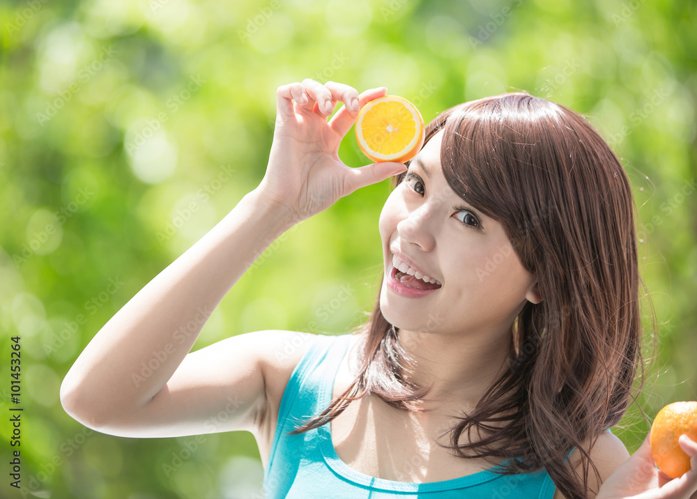 young health woman with orange