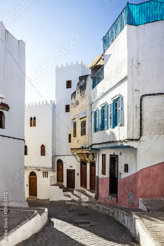 Morocco, Tanger. Narrow street of old town Medina, Kasbah © Travel Faery