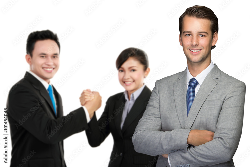 executive man with team at the background executive man with team at the background