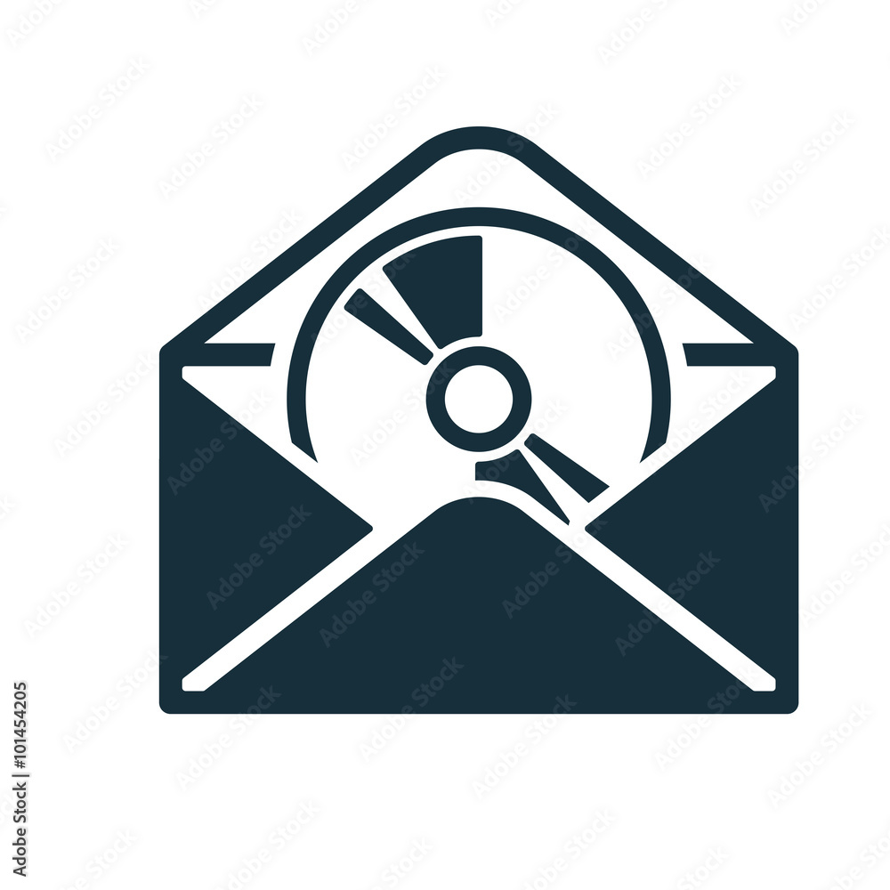envelope icon flat black open disc envelope icon flat black open disc