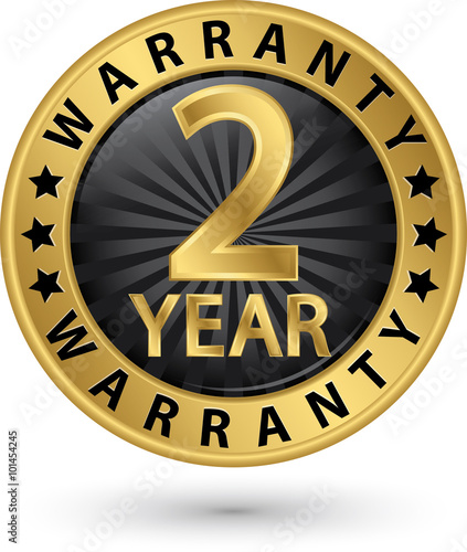 2 year warranty golden label, vector illustration