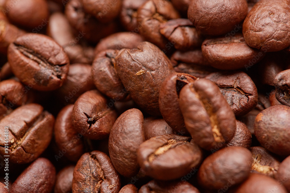 Naklejka premium Coffee beans closeup