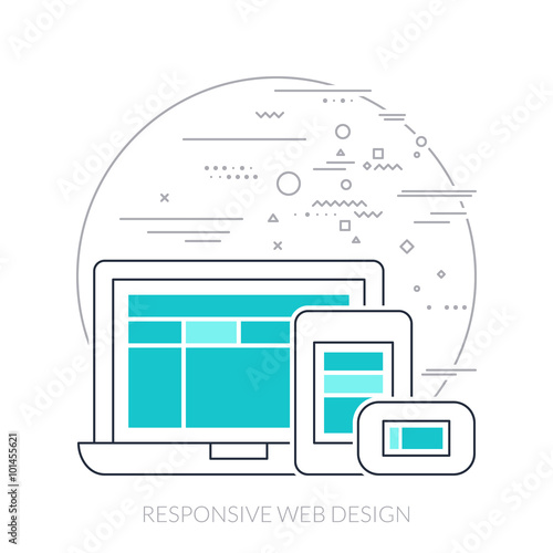 Thin line icon. Responsive web design © spiral media