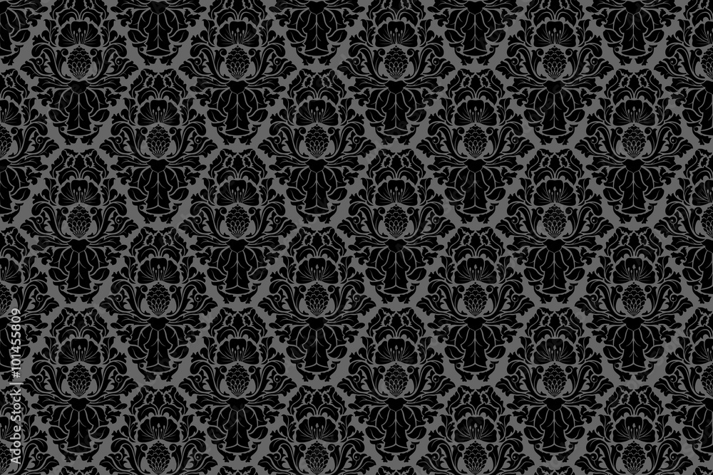 Damask Floral Decorative Vector Seamless Background Texture