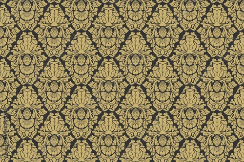Damask Floral Decorative Vector Seamless Background Texture
