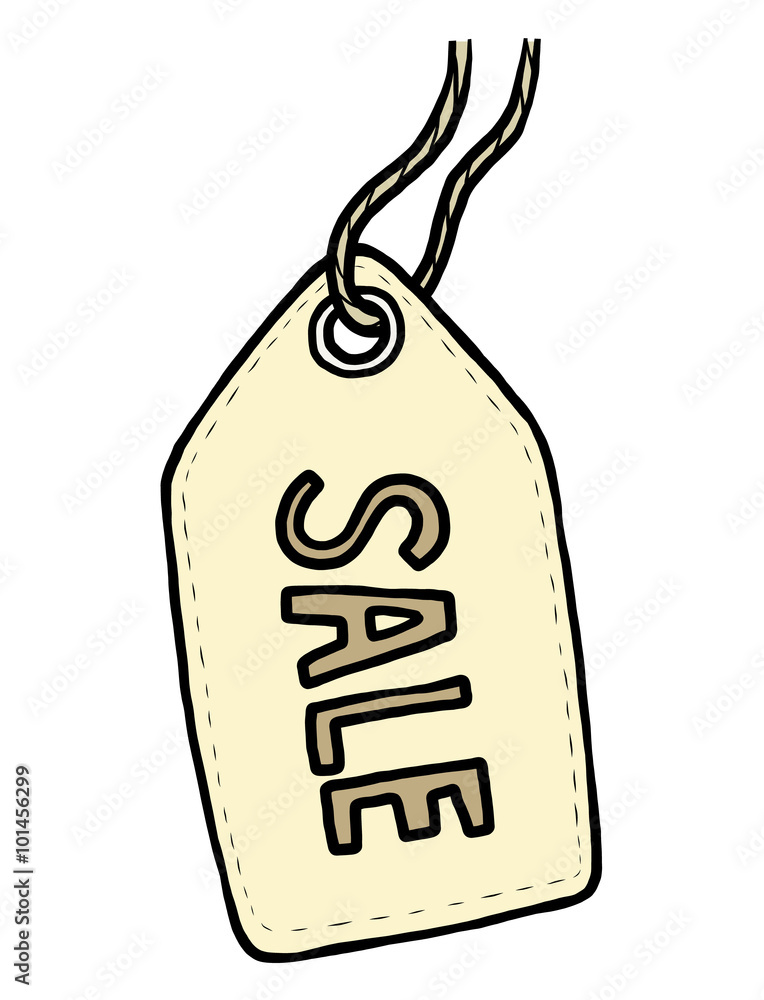 sale tag / cartoon vector and illustration, hand drawn style, isolated on white background.