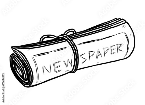 newspaper / cartoon vector and illustration, black and white, hand drawn,  sketch style, isolated on white background. Stock Vector | Adobe Stock