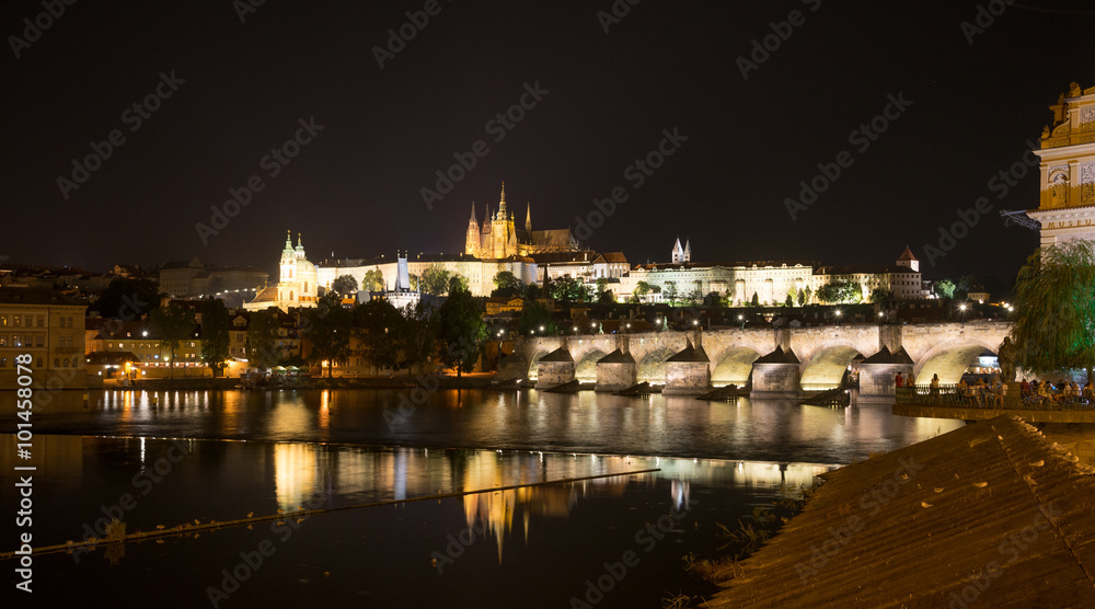 View of Prague from Moldava river - Prague- Czech Republic
