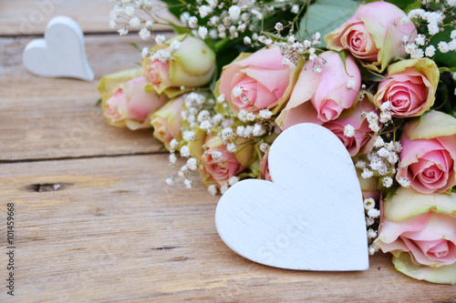 Grußkarte - rosa Rosenstrau...