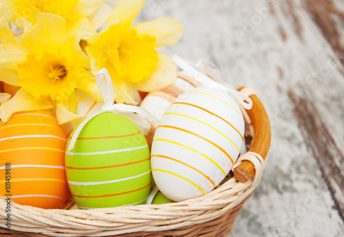 Canvas Print Basket with easter eggs