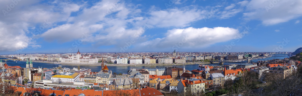 Panorama of Budapest with Parliament in Hungary