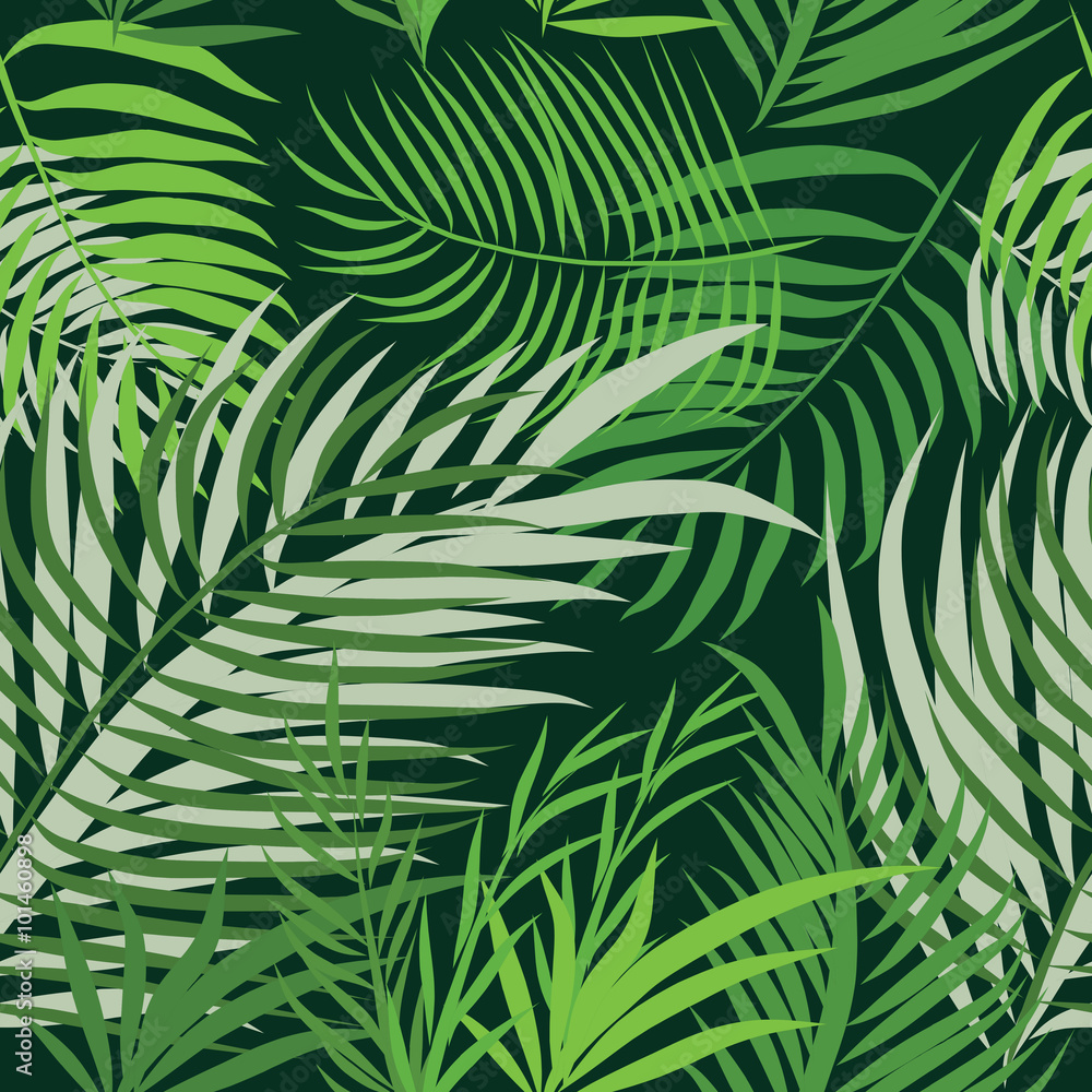 Naklejka premium Seamless pattern leaves of palm tree.