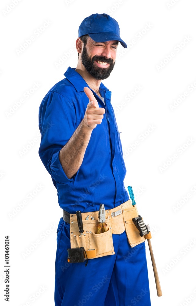 Plumber with thumb up