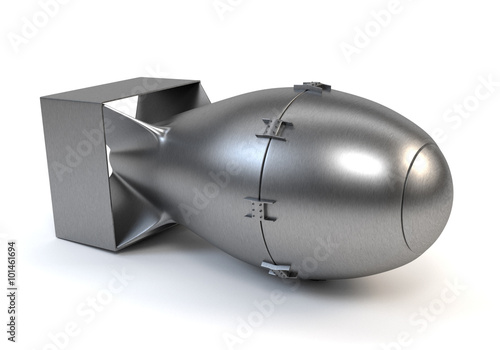 Grey nuclear bomb isolated on a white background. 3d illustratio