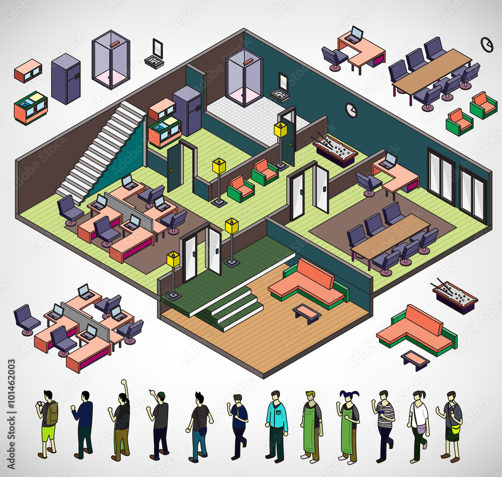 illustration of info graphic interior room concept in isometric graphic illustration of info graphic interior room concept in isometric graphic