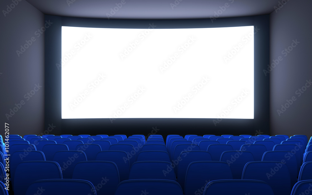 Empty cinema and white screen