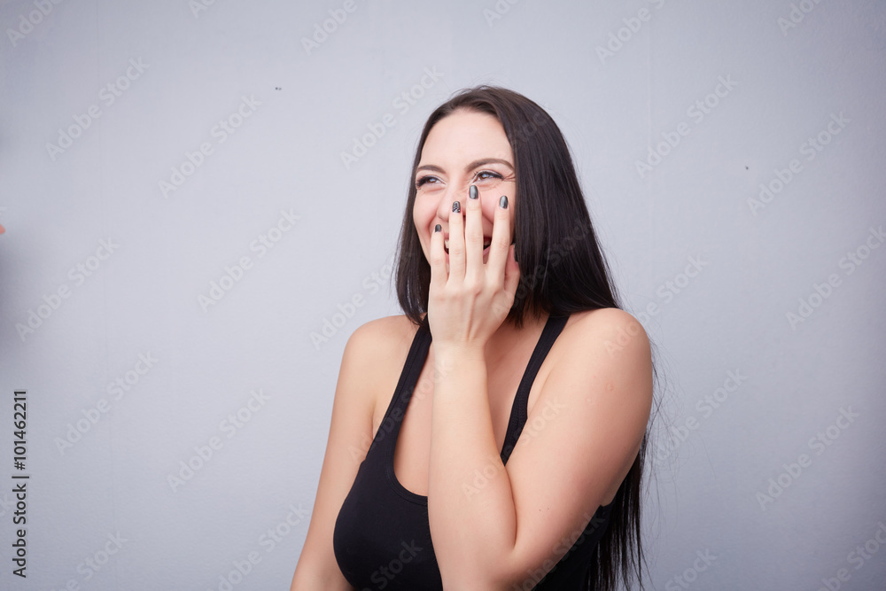 Brunette happy to see Brunette happy to see