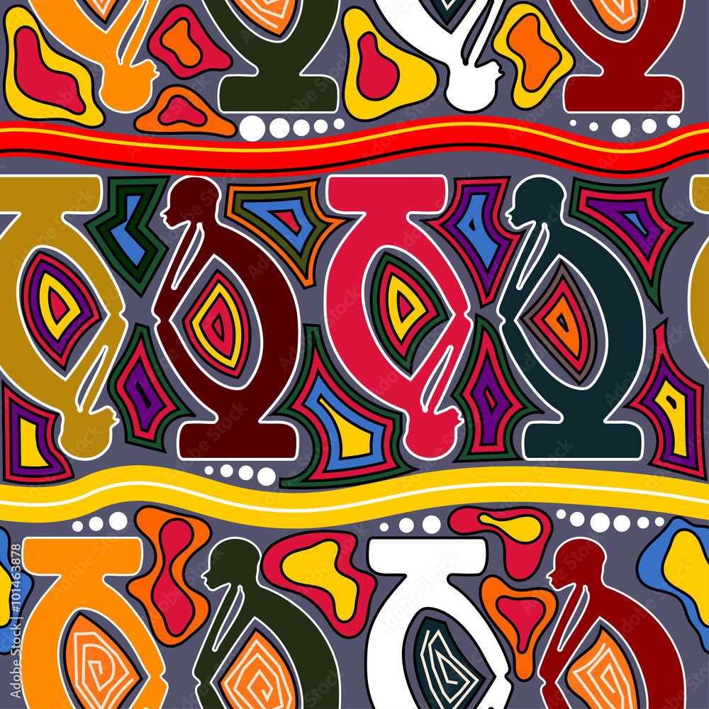 African seamless pattern with Tribal elements. Vector illustration.