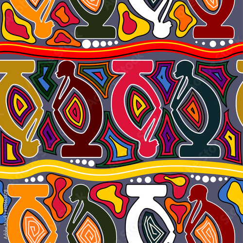 African seamless pattern with Tribal elements. Vector illustration. photo
