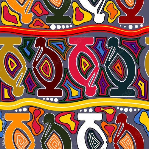 African seamless pattern with Tribal elements. Vector illustration.