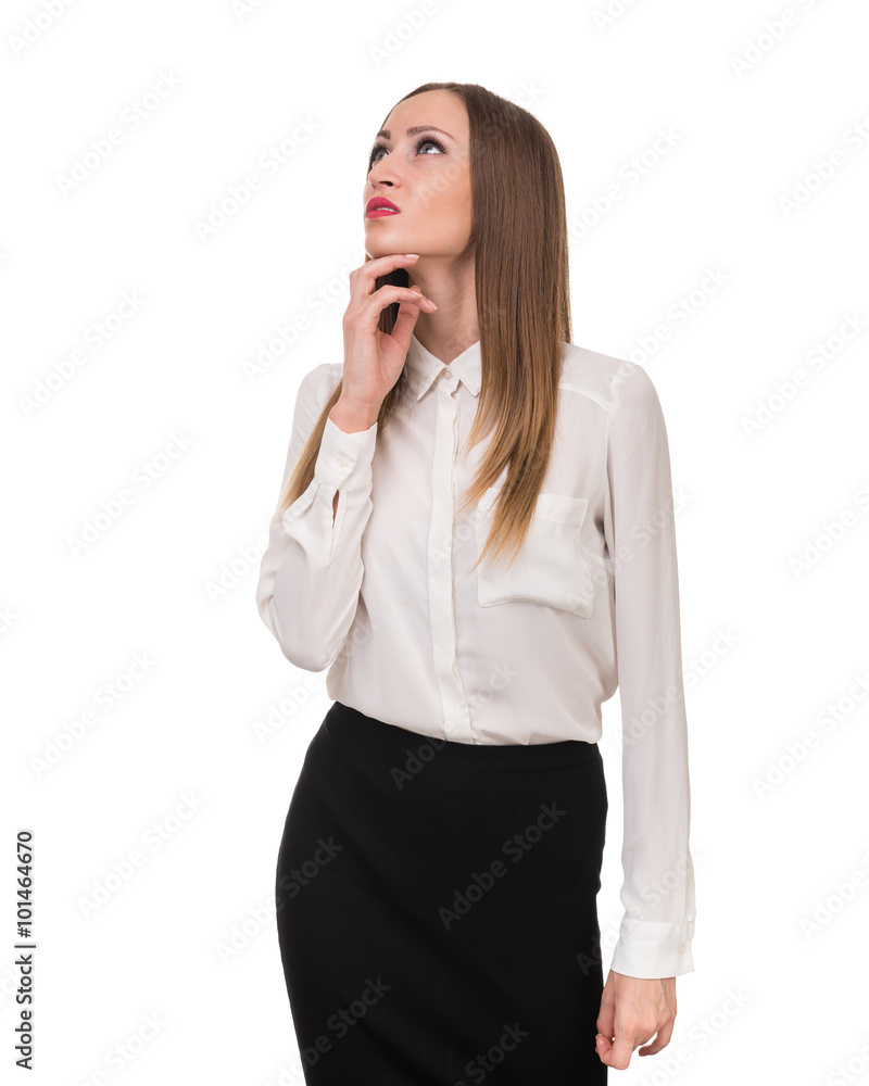 Closeup portrait of sad and depressed woman isolated on white Closeup portrait of sad and depressed woman isolated on white