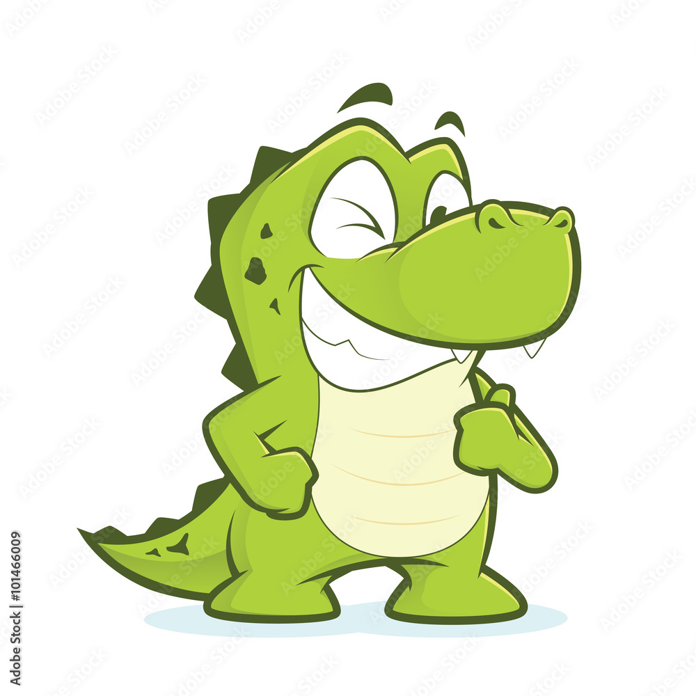 Naklejka premium Krokodyl lub aligator pokazujący kciuki do góry i mrugający