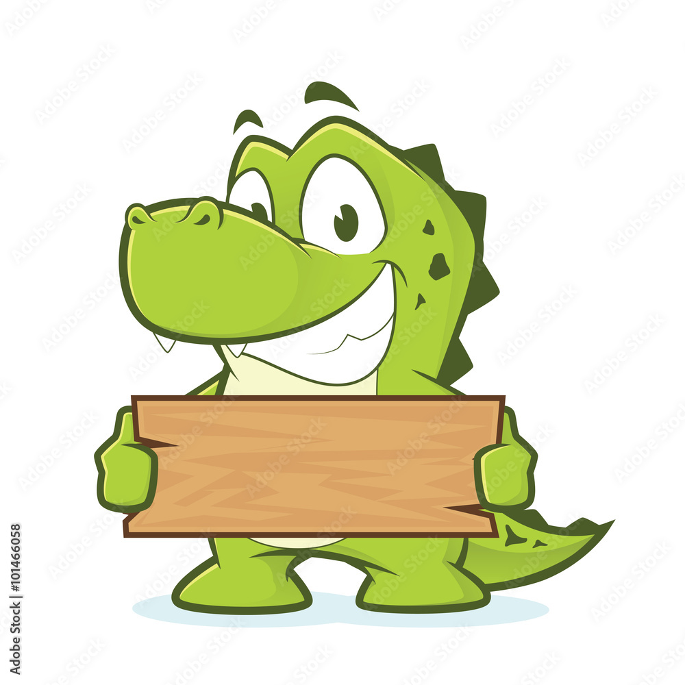 Obraz premium Crocodile or alligator holding a plank of wood