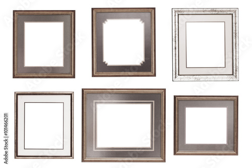 Picture frames on the white wall