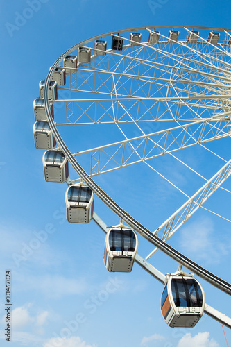 Big Ferris Wheel Over Blue Sky