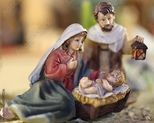 Nativity scene jesus child with Mary and Joseph with the lantern © ChiccoDodiFC