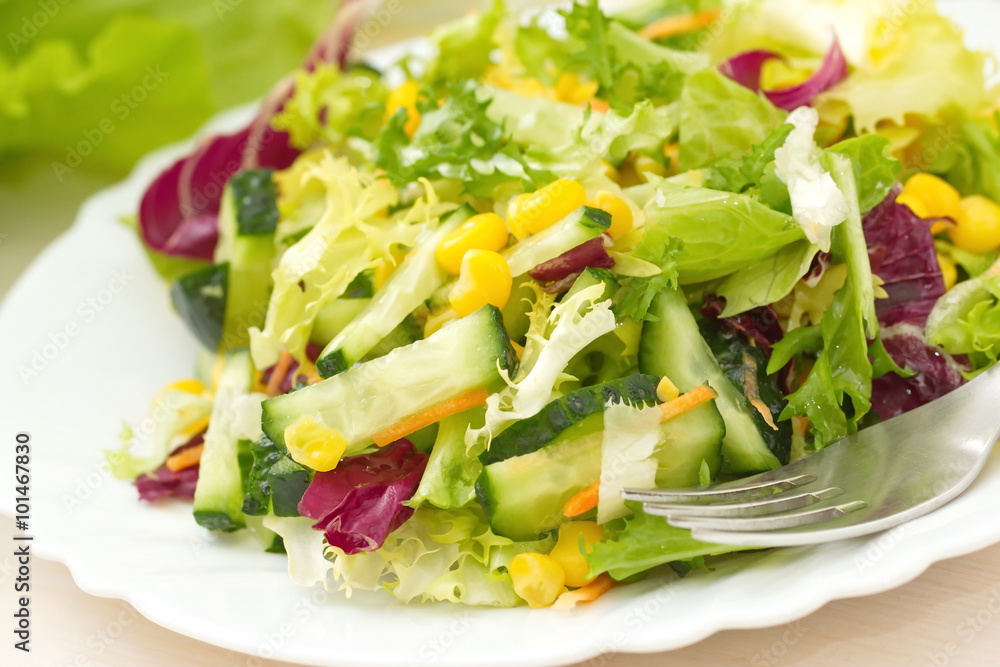 Salad made of fresh vegetables with oil Salad made of fresh vegetables with oil