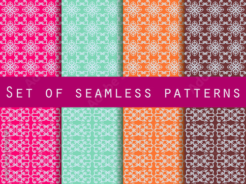 Set of seamless patterns. Geometric patterns. The pattern for wallpaper, tiles, fabrics and designs. Vector illustration.