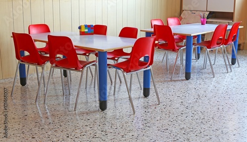 Chairs and tables in a kindergarten
