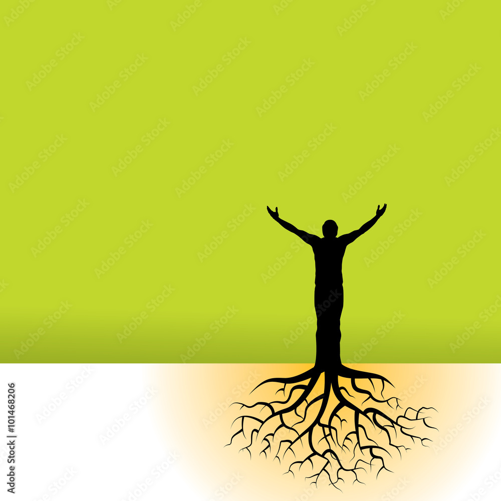 Fotografie This vector background has a man with tree roots