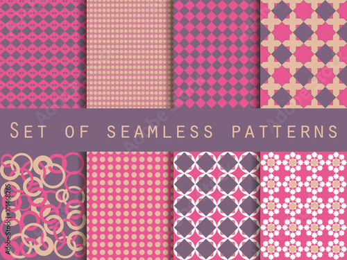 Set seamless patterns. The pattern for wallpaper, tiles, fabrics, backgrounds. Vector.