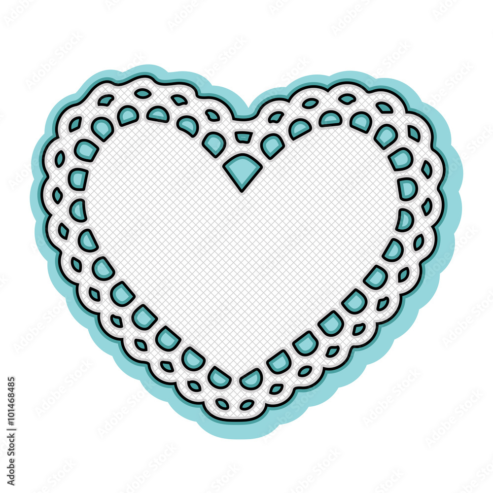 Fotografie Valentine white heart doily frame