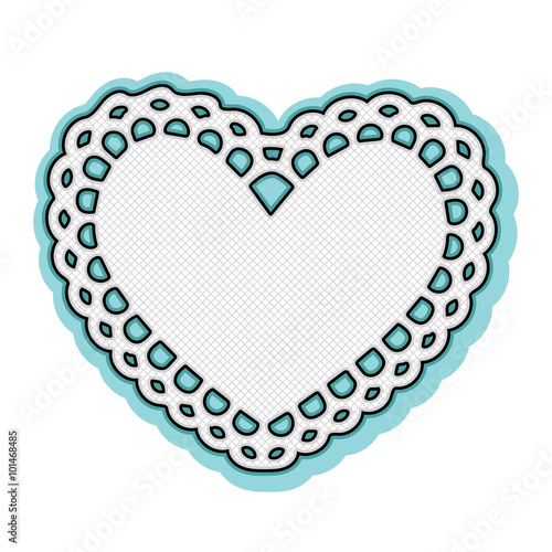 Valentine white heart doily frame