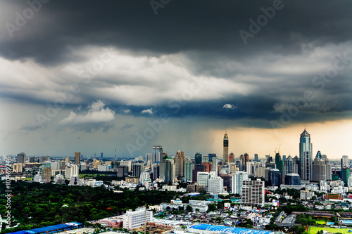 Bangkok view on cloudy and rainy days.