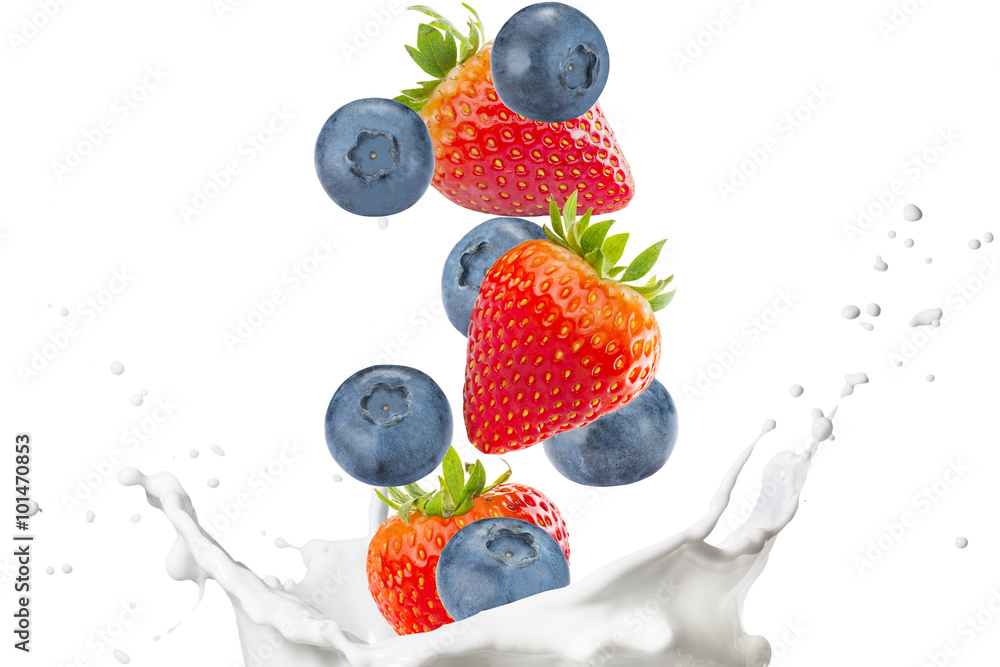 Naklejka Milk Splash With Berries