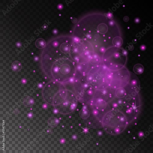 Vector purple lights concept abstract on transparent chess board background. Luxury design. Vector illustration