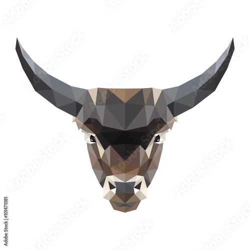 Low poly vector illustration of a bull