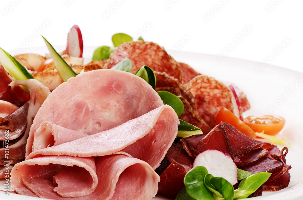 Assorted Italian sausages close-up as background Assorted Italian sausages close-up as background