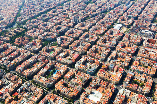 Aerial view of typical buildings at Eixample district. Barcelo