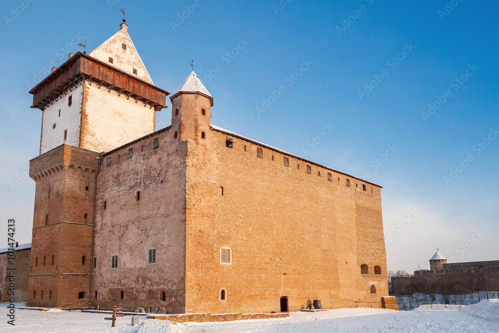 Herman castle in Narva. Estonia. Winter season