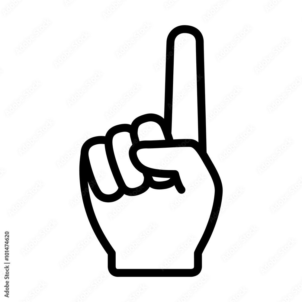Hand With Number 1 One Finger Line Art Icon For Apps And Websites